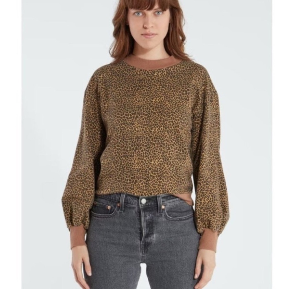 Loup Robbie sweatshirt small leopard cheetah spot dot print puff sleeve sweater